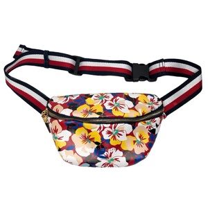 Tommy Hilfiger Fanny Pack | Floral Hawaiian Print | Patriotic Adjustable Strap
